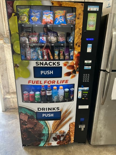 Combo snack and drink vending machine installed on-site
