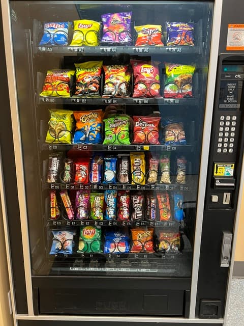 Classic snack vending machine fully stocked